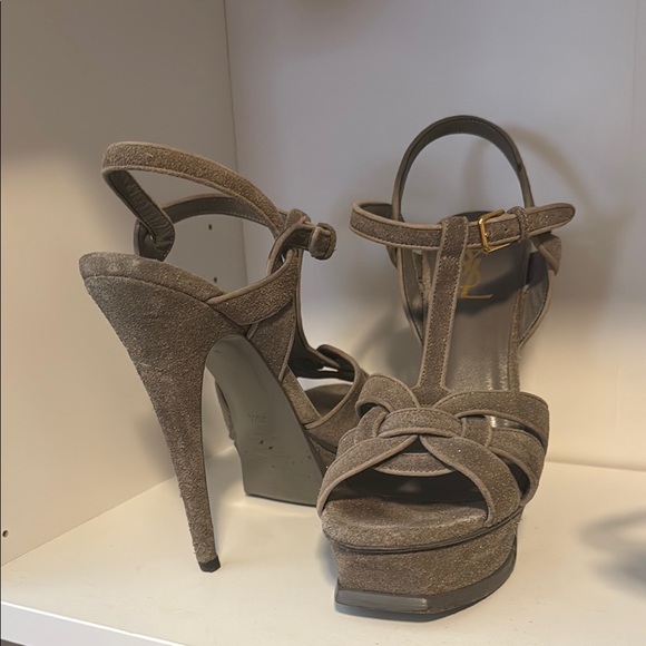 Yves Saint Laurent Taupe Strappy Sandals - Picture 5 of 6